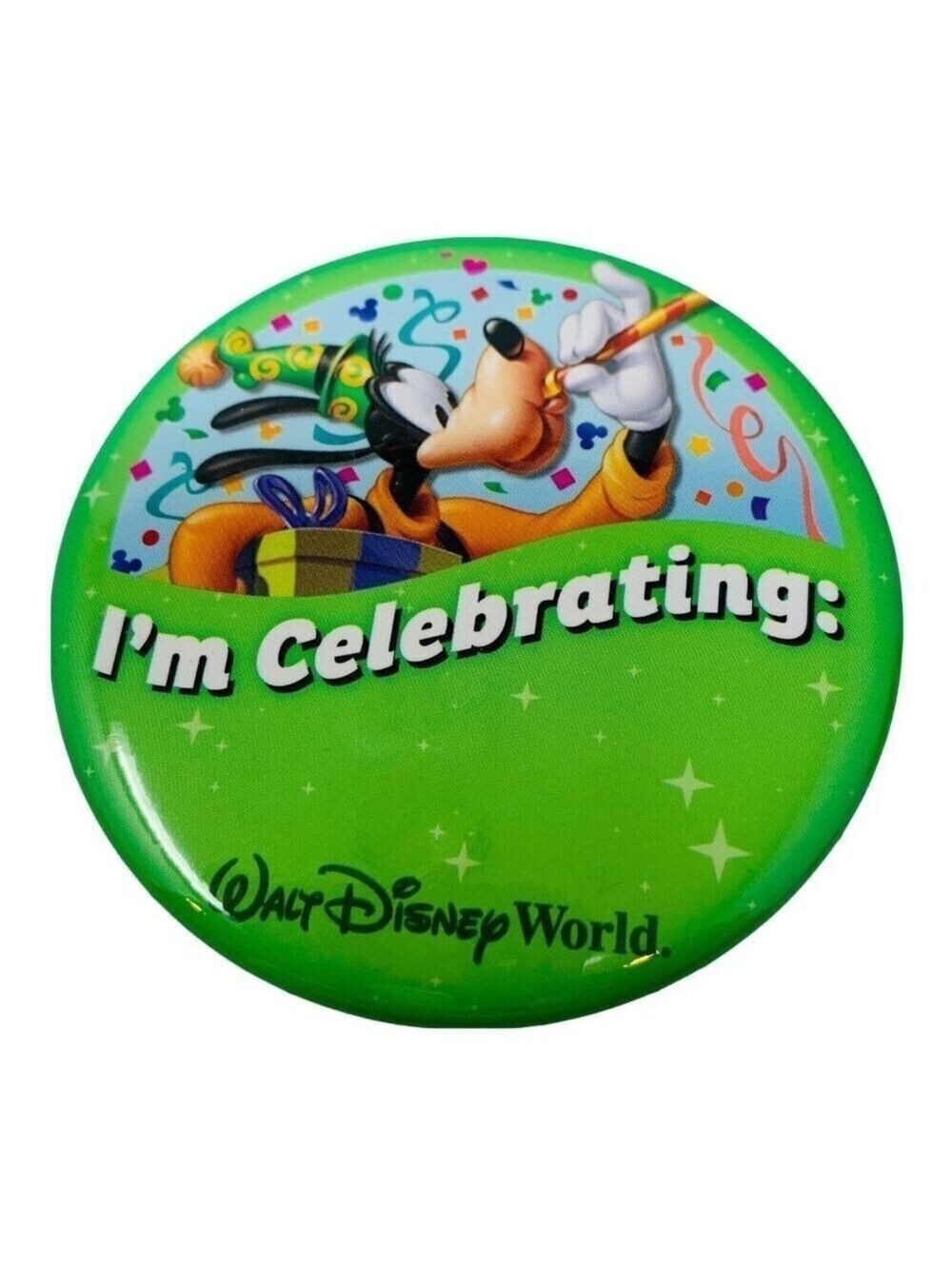 Disney Walt Disney World Authentic BUTTON PIN BADGE Celebrating Birthday Party 1